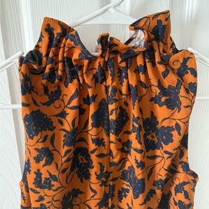Ann Taylor Orange and White Patterned Top